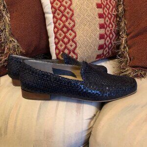 Sioux Braided Leather Loafer, Navy, Women's Size 7.5F New Without Box